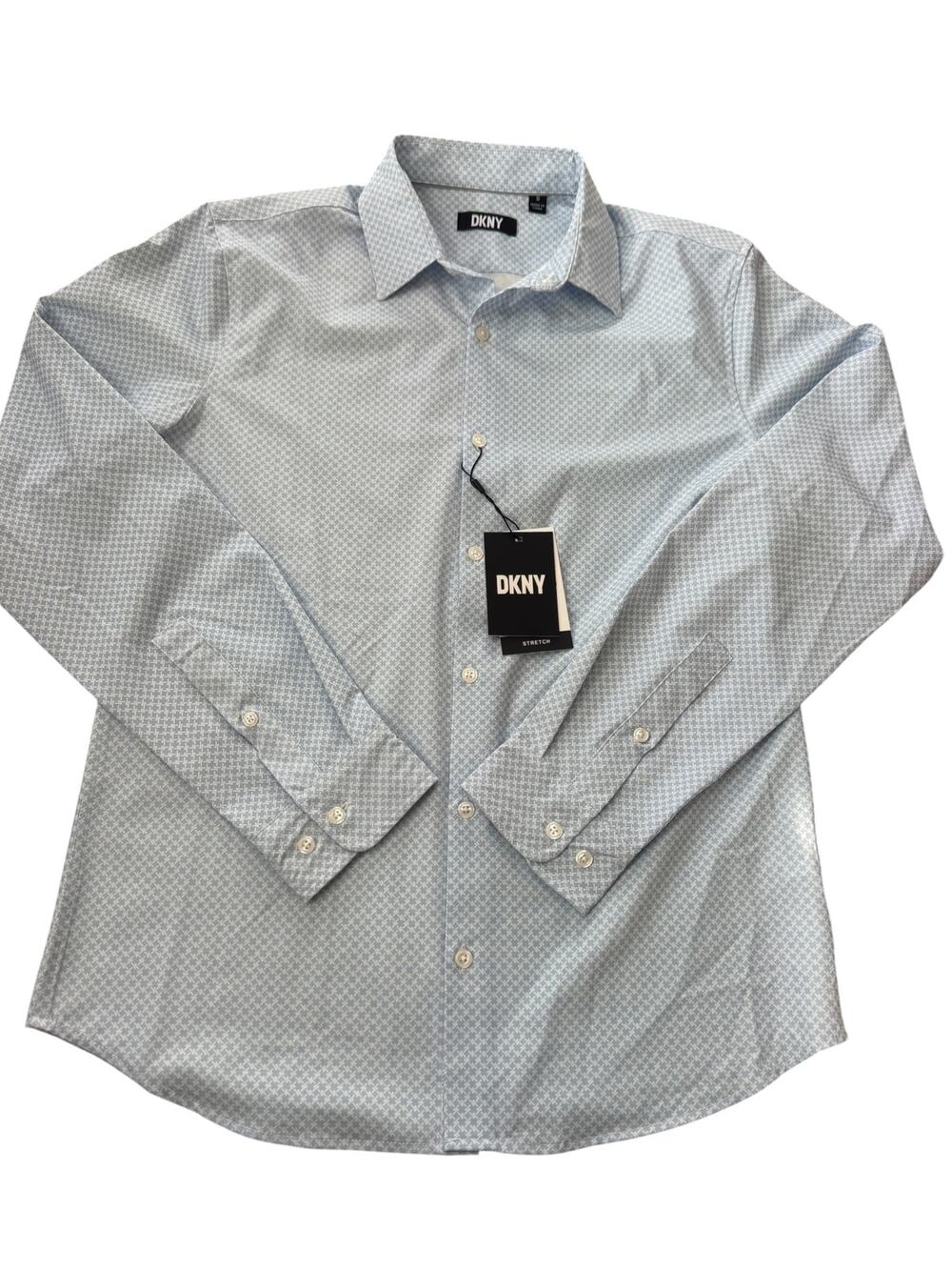 DKNY Men’s Blue & White Stretch Fit Shirt Size Small NWT